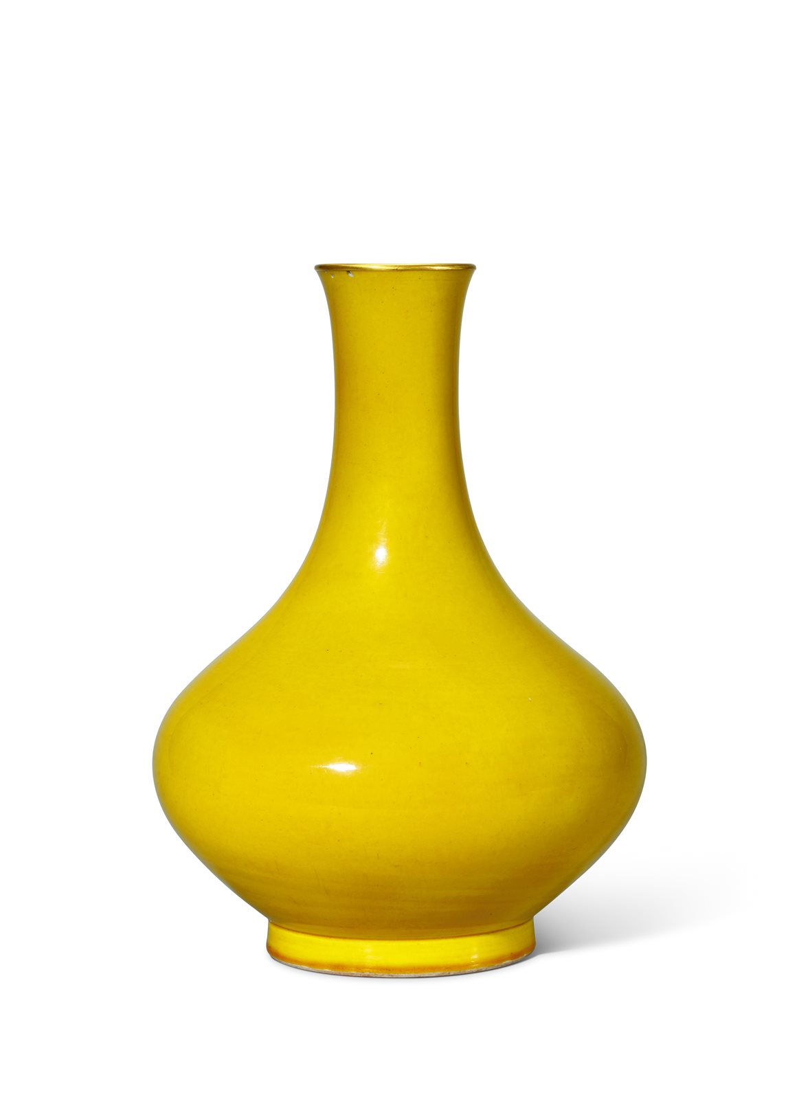 清嘉慶 嬌黃釉荸荠瓶